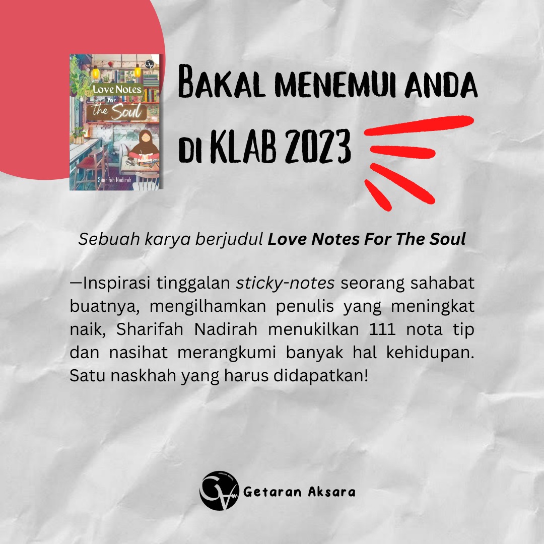Getaran_Aksara's tweet photo. Getaran Aksara:
☆mencungkil bakat baharu
☆meraikan penulis yang kian giat berkongsi tip2 kehidupan
☆mempertaruhkan karya penulis yang bertukar genre,
kerana kami yakin setiap karya yang dinukilkan selagi mampu menggetarkan jiwa, ia harus dikongsi bersama.
Nantikannya! https://t.co/0T8Ld0MKpz