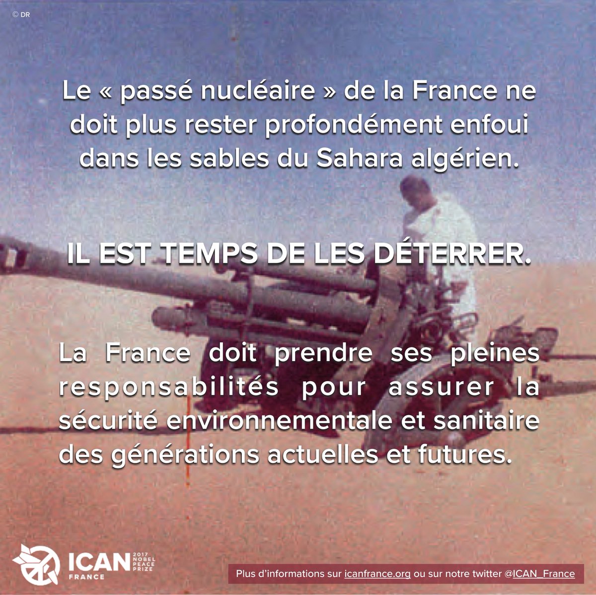 ICAN_France's tweet photo. Pour @jmc_nonukes Directeur de #ICANFr "Le Prsdt Macron doit prendre ses responsabilités devant cet héritage radiologique pour avancer vers une relation franco-algérienne apaisée. La commission mémorielle doit, pour des raisons humanitaires, s’atteler dès à présent à ce dossier" https://t.co/8nXMYnb0O7