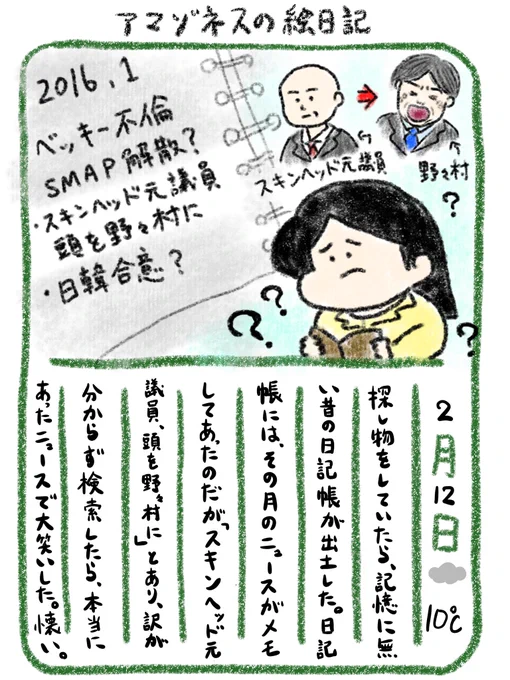 【絵日記】日記にその時のニュース書くの、良い 