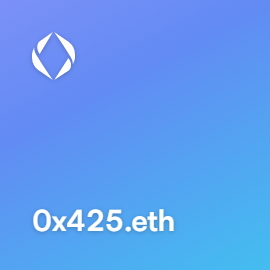 0x425.eth bought for 0.05 ETH on ENSVision #ENS #ensdomains #EnsNames

ens.vision/name/0x425.eth