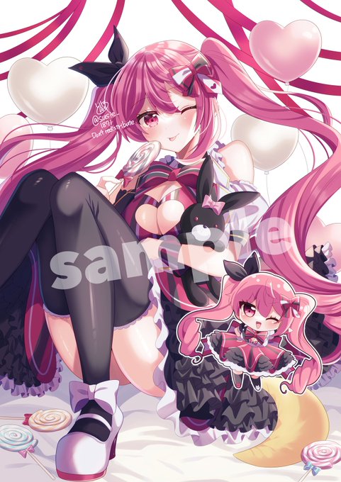 ピンクツインテールちゃん💕
  #commission 