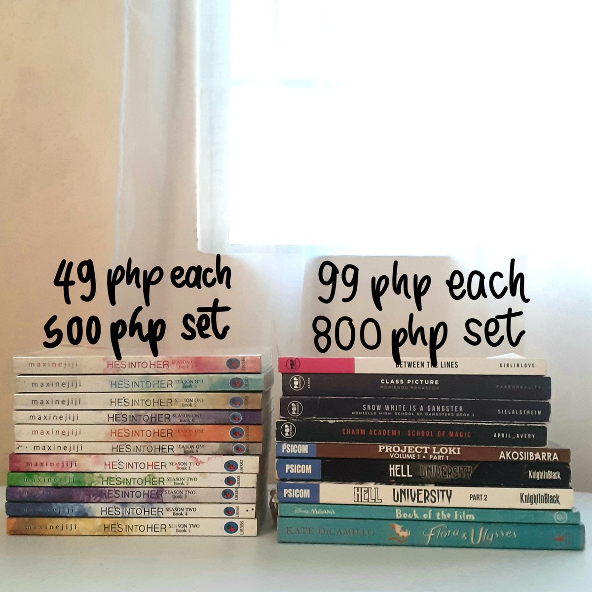 vvonderwon's tweet photo. wts lfb wattpad books ph

> sold as tingi (onhand)
> prices on pic + pf (15) + sf
> mop : gcash
> mod : direct jnt

hell university he's into her project loki https://t.co/Z3ScUxAT1i