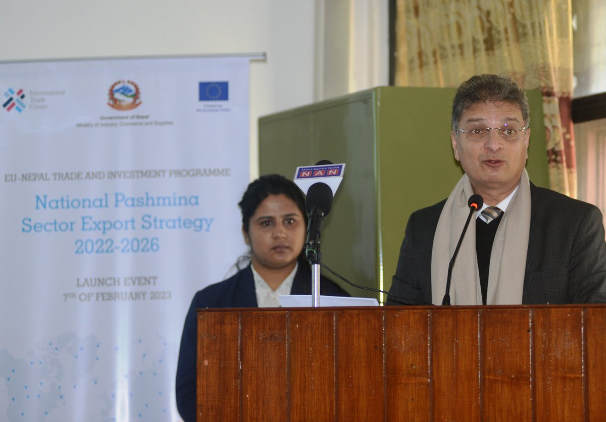 ITCnews's tweet photo. #Nepal launches its National #Pashmina Sector Export Strategy 2022-2026 to reach $75 million exports through 2026.

The strategy was developed with the technical support of ITC through the EU-funded EU-Nepal Trade &amp; Investment programme: https://t.co/mLJPu8iQpf https://t.co/tZA4hnoZfy