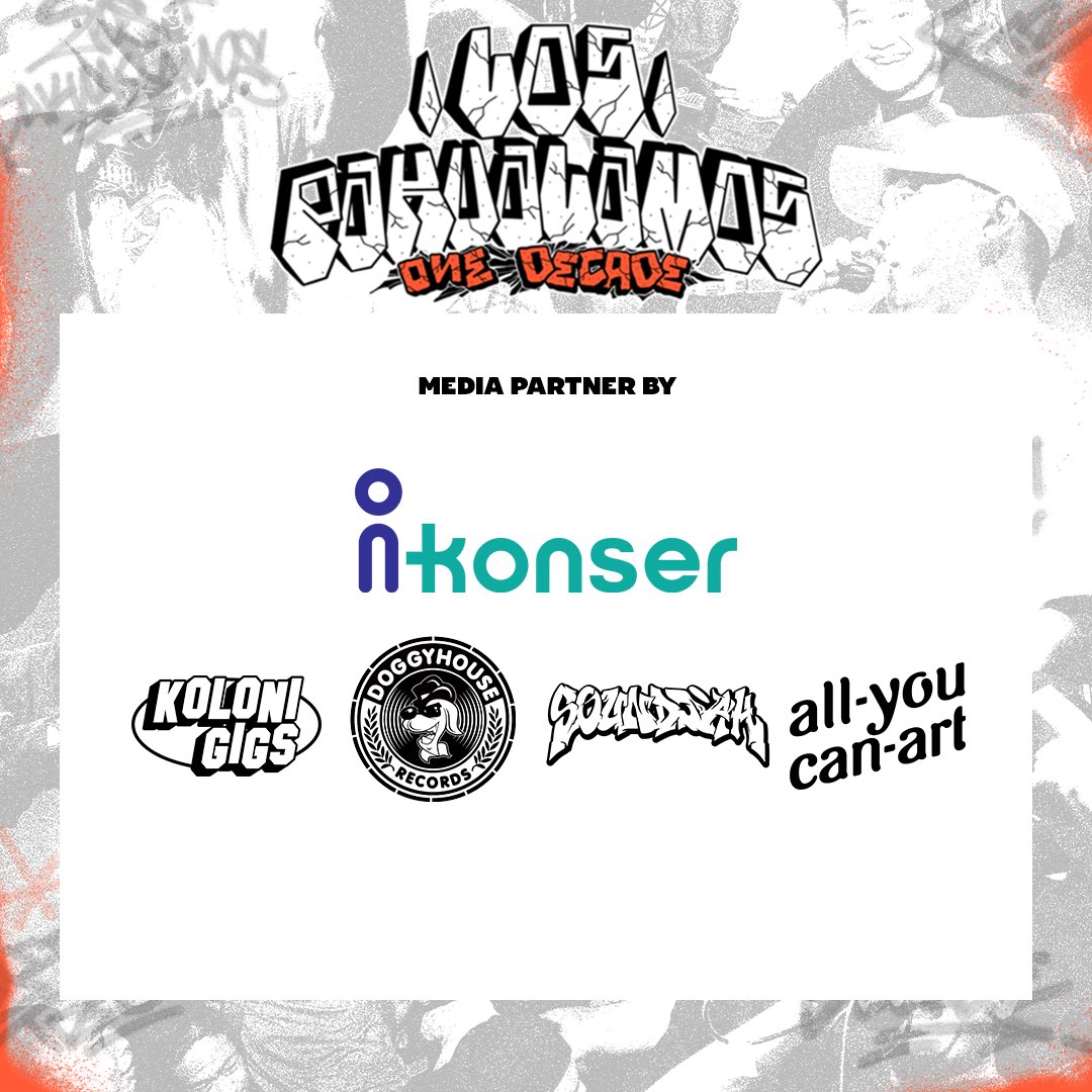 allyoucanart's tweet image. LOS PAKUALAMOS PROUDLY PRESENT

"LOS PAKUALAMOS ONE DECADE"

SATURDAY, 25 FEBRUARY 2023
AT JNM BLOC (PENDOPO AJIYASA)
OPEN GATE AT 16:00-23:00WIB

PERFORMERS:
BIGTRUTHA 
LOPATCOS
BACIL
BEGUNDAL CLAN
ROTRA
JAHANAM
LOS PAKUALAMOS

#LOSPAKUALAMOSONEDECADE
#allyoucanart #eventjogja