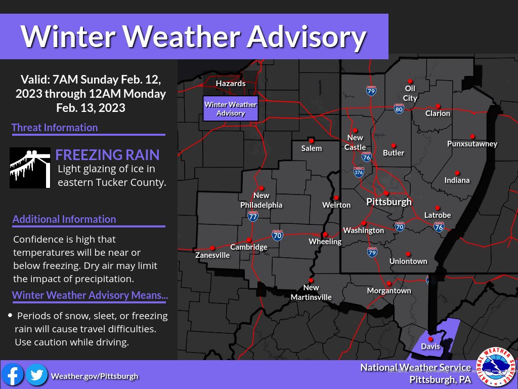 NWSPittsburgh's tweet image. If you happen to be up on the Dolly Sods or in that area of eastern Tucker County today, you may experience some light freezing that results in a glaze of ice. As a result, a winter weather advisory is in effect. #WVwx