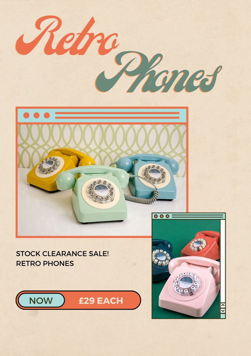 **STOCK CLEARANCE** on our Funky Retro Phones ☎️  - Making space for our new Spring collection #retrophones #funkydesigns #retrointeriors #stockclearance #springclearance #westendglasgow #telephones