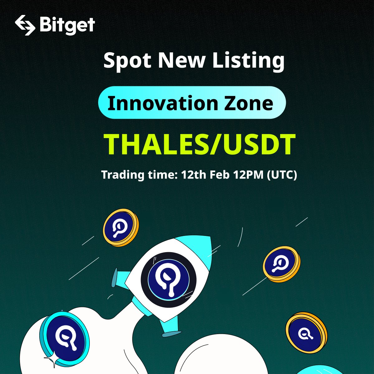 #BitgetNewListing 

🆕 #Bitget will list $THALES/USDT on Feb 12th in #Bitget Innovation Zone. <a href="/thalesmarket/">thalesmarket_backup</a>

Participate Spot Listing Campaign to share $15,000 in THALES! 

🎁 A total $100 #giveaway for 10 members! Just RT + TAG 3 friends.

Details: bitget.com/en/support/art…