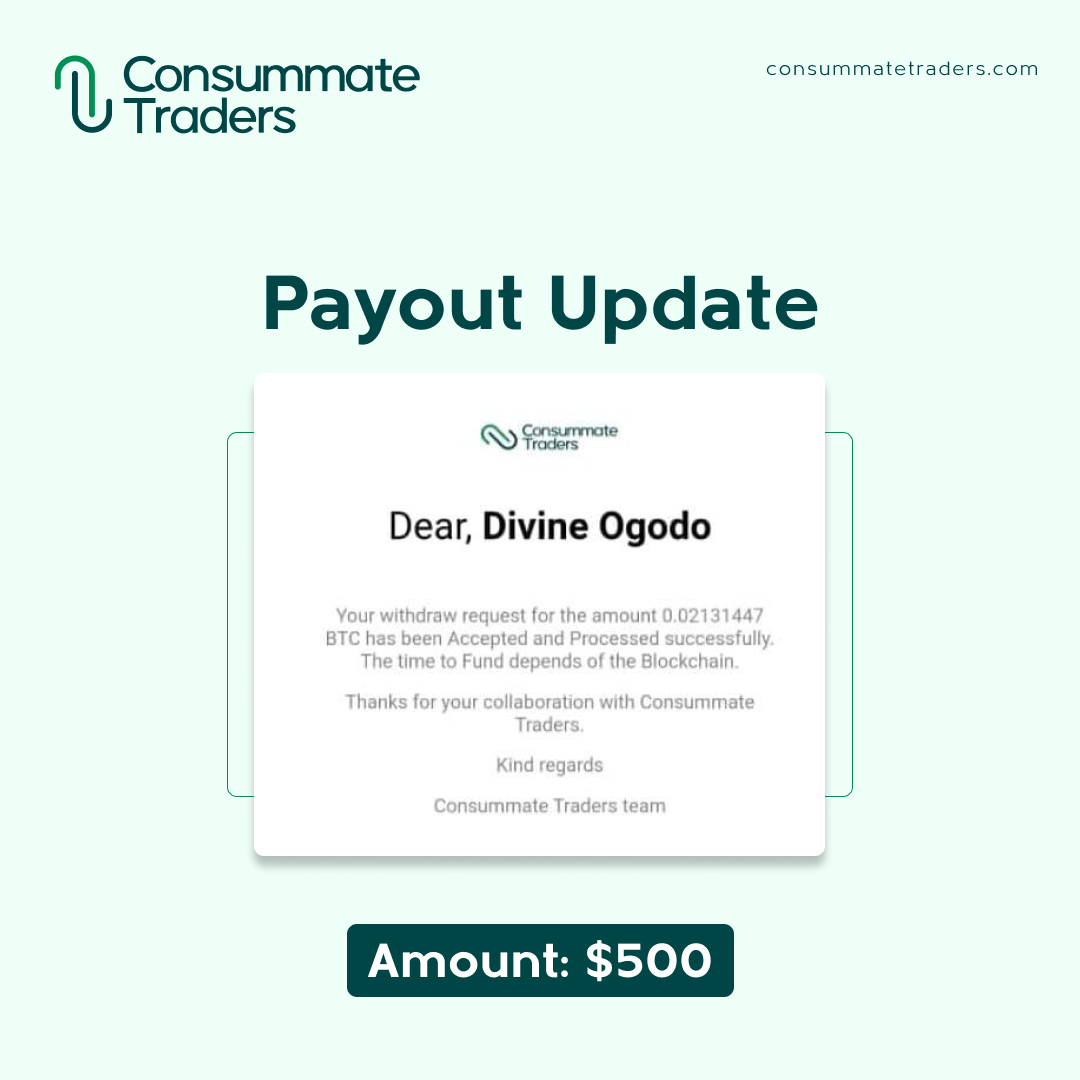 ConsummateTrdrs's tweet photo. Payout Update: Divine put in the effort and reaped the benefits. πΈ
A simple reminder to not give up. #GetConsummated
#ConsummateTraders #Forex #Trading #PropTrading https://t.co/1FibL9yN2Q