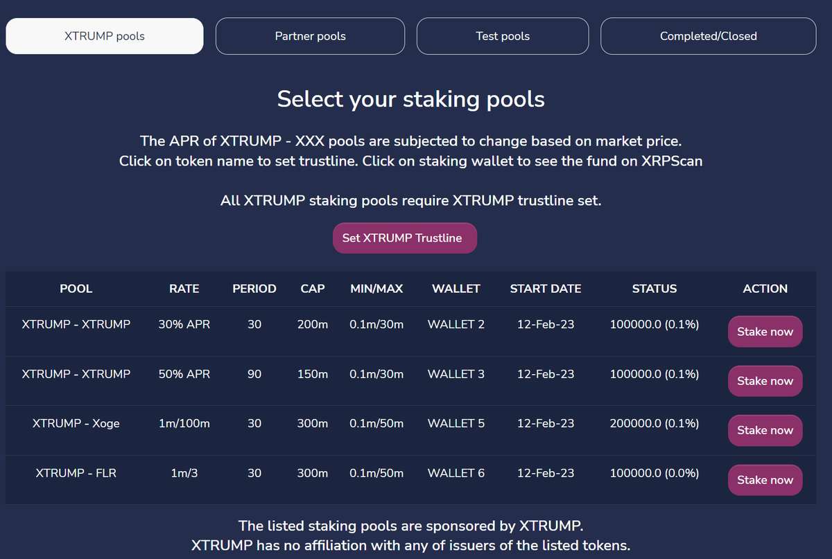 real_XTRUMP's tweet photo. Dear freedom lovers,

$XTRUMP #YieldHub round 9 is now launched. 

Notes:
- use chrome to open the web
- click confirmation after locking your tokens
- check personal dashboard when all done

Enjoy staking.

Join staking here: https://t.co/d18yW8uZxT

#Round9
#YieldFarming https://t.co/MlkTclLnTR