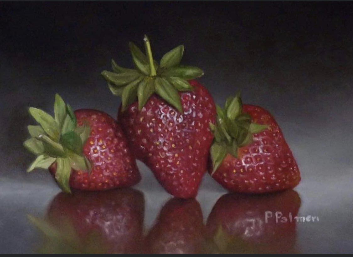 ‘Three strawberries’  Oil on canvas. 
#oilpainting #oil #oiloncanvas #oiloncanvaspainting #oleosobrelienzo #oleopainting #strawberry #strawberries #fruit #frutas #ArtistOnTwitter #frutasyverduras #fruitandveg #stilllife #petrapalmeriart #artoftheday #arte #guernseyart