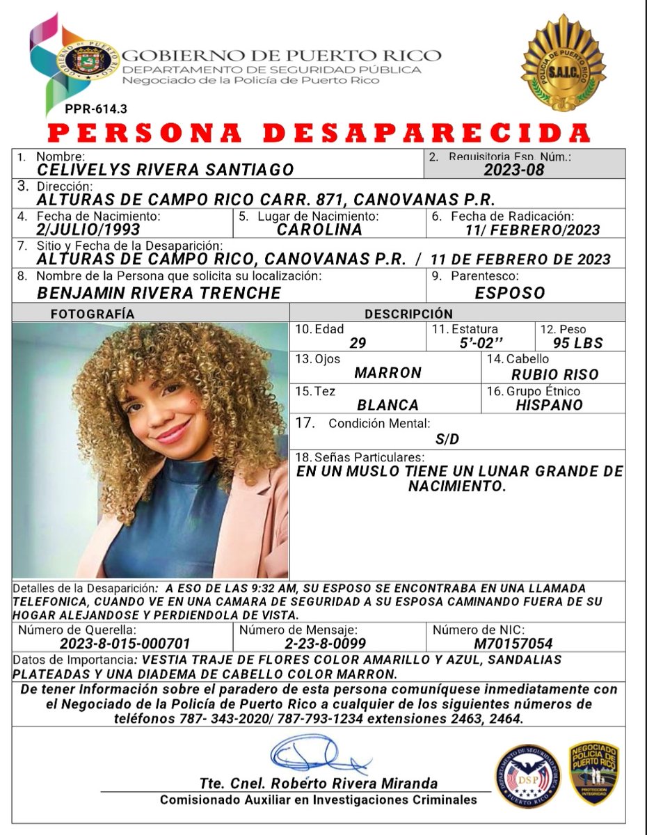 🚨Continúa la búsqueda de Celivelys Rivera, esposa del locutor de TeleOnce, Benjamin Rivera ow.ly/ucQ650MQaOS