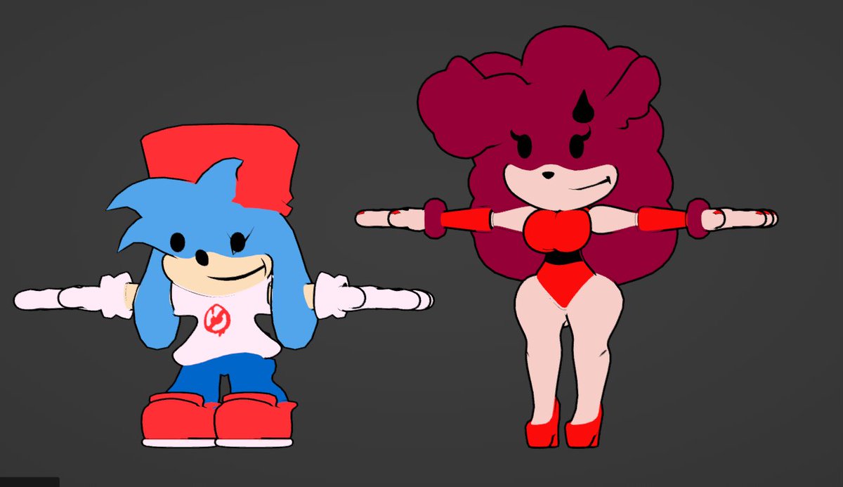 TheLassieCassie's tweet photo. 2 silly idiot mobian's

-Models made by Me 
-Designs used for #exeternal

(WILL BE PUBLIC SOONISH)

I'm tired I'm gon take a nap mimimi
#FNF #3D #models https://t.co/LyLxShs7iT