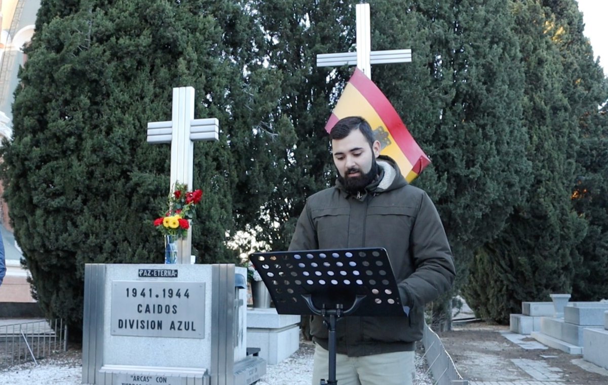 FactaESP's tweet photo. ⚔️🇪🇸Orgullosos de recordar a nuestros héroes y de haber podido aportar nuestro granito de arena en el 80ª aniversario de la Batalla de Krasny Bor organizado por la juventud patriota de Madrid🔥 https://t.co/4AXnfAV2O8
