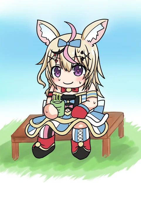 【ライブ後に一息付くポルポル】#絵まる 