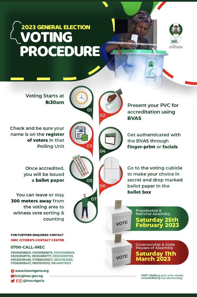 mavisikpeme's tweet photo. INEC has released the 2023 election voting procedure. 

Please share on your WhatsApp and other socials .Everyone needs to see this!! https://t.co/13j0hhSqgW