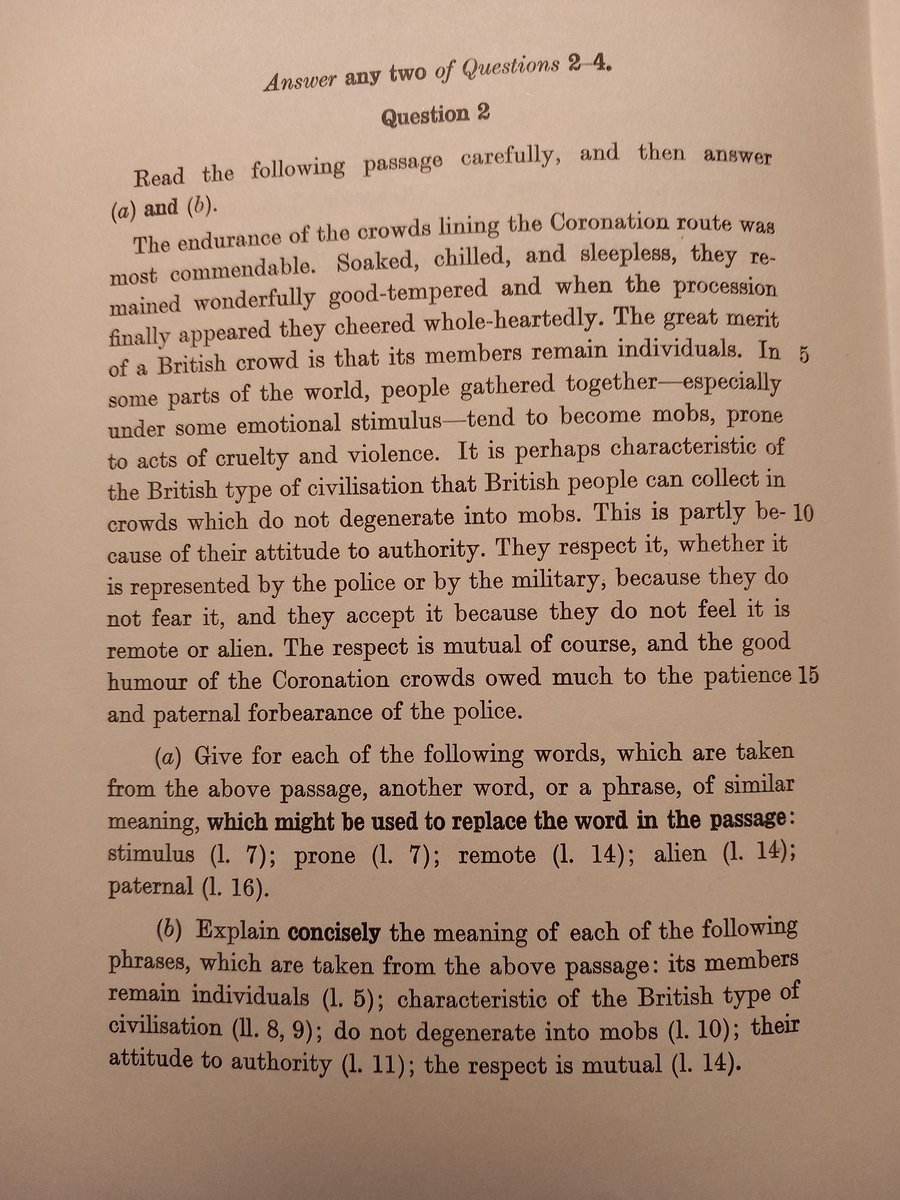 james1_watson's tweet image. Possibly useful for A Level English Language: a text/question from a 1954 O-level English paper. Good for meanings/reps/ investigations? @EngLangBlog @LanguageDebates