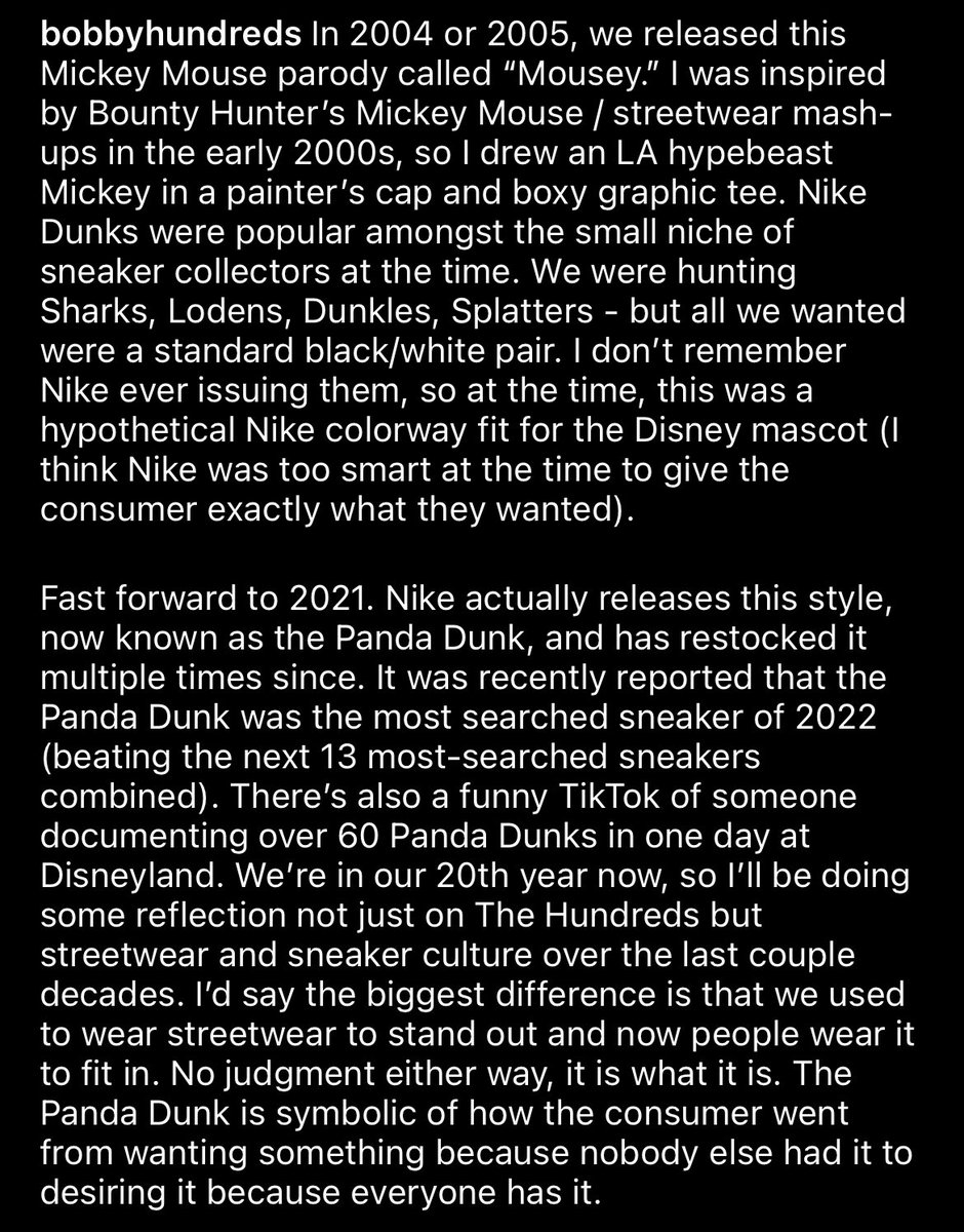 Zagabond's tweet image. Right now we’re all in 2004 rocking unreleased panda dunks. Enjoy it before everyone has them 20 years later. 

H/t @bobbyhundreds
