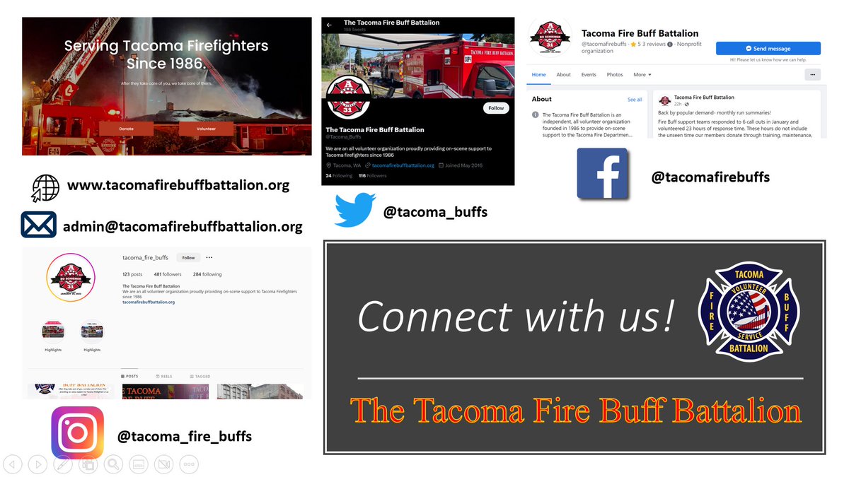 Tacoma_Buffs's tweet image. Connect with us online!
#tacoma #firebuff #volunteer