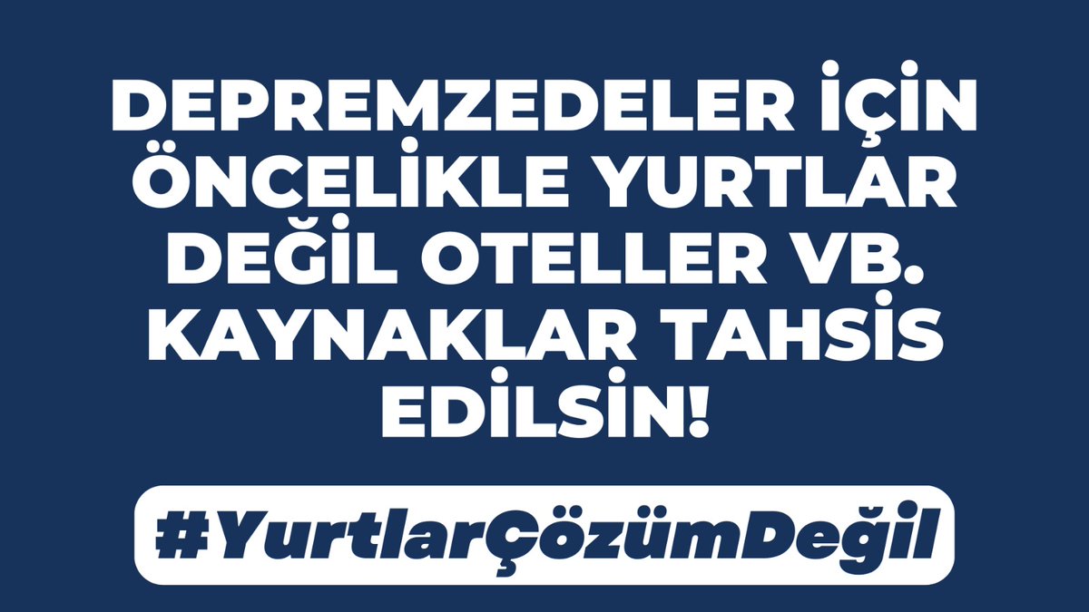 IstanbulEmek's tweet photo. Kamu ya da özel tüm otel, toplu konut ve konaklama tesisleri devlet eliyle depremzedelere açılsın!
#YurtlarÇözümDeğil https://t.co/OL8AR42HiH