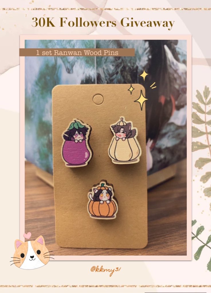 kkmy31's tweet photo. 30K followers giveaway! Thank you everyone for your support 💞
🌸Ends 14th Feb 12:00 pm EST
🌸1 winner gets 1 pin set
🌸No Giveaway Accounts

How to enter:
1. Be a follower
2. Retweet + like
3. Reply with your favorite food🍽 https://t.co/fyt26CdIRH