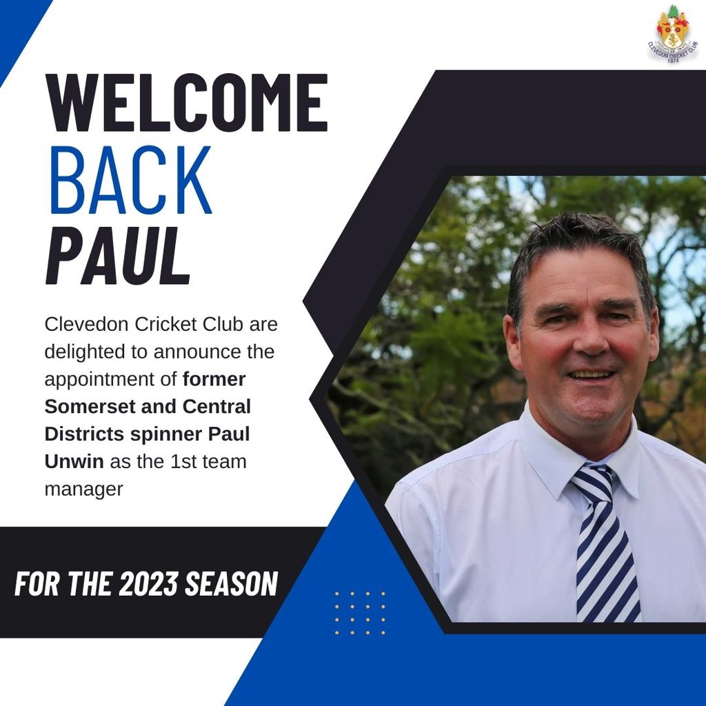 ClevedonCricket's tweet photo. 🇳🇿 𝑾𝒆𝒍𝒄𝒐𝒎𝒆 𝒃𝒂𝒄𝒌 ‘𝑻𝒖𝒏𝒏𝒚’
🔵 Clevedon Cricket Club are delighted to announce the appointment of Paul Unwin as 1st team manager ahead of the 2023 season. https://t.co/xSwmAwySmf