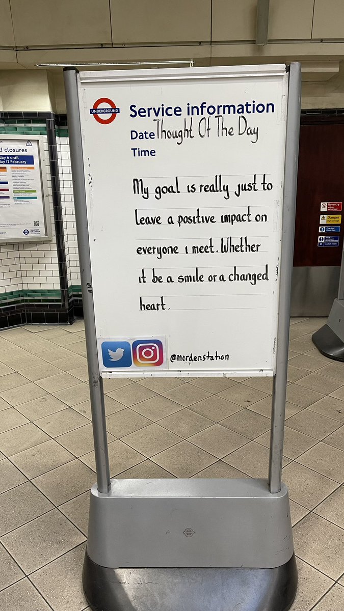 MordenStation's tweet photo. Sunday 12th February 2023 Thought Of The Evening From Morden Underground Station https://t.co/cfAnE6J9I0