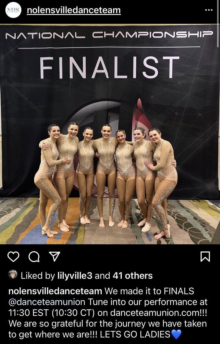 NHS Competitve Dance Team is in the finals at DTU Nationals in Orlando today!!! Bring it home ladies!  🖤⚔️💙 <a href="/wcsNHSathletics/">Nolensville Athletics</a>