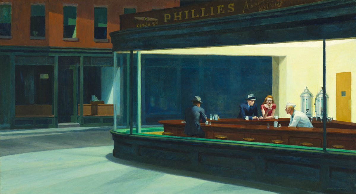 artisthopper's tweet photo. Edward Hopper, Nighthawks, 1942 #edwardhopper #museumarchive https://t.co/2lrsvuF4cr https://t.co/W2NG9HAgRu