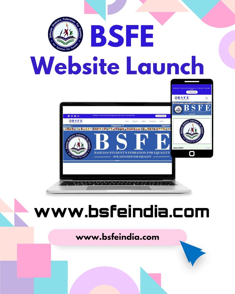 आज दिनांक 12/02/2023 के दिन दिल्ली में बामसेफ की जनरल बॉडी मीटिंग में BSFE की वेबसाइट लॉन्च कर दी गई।
BSFE की वेबसाइट के लिए 
bsfeindia.com गूगल में सर्च करे और अब वेबसाइट के जरिए भी आप BSFE के कार्य जान पाएंगे और संगठन से जुड़ पाएंगे ।

BSFE सेंट्रल बॉडी ।