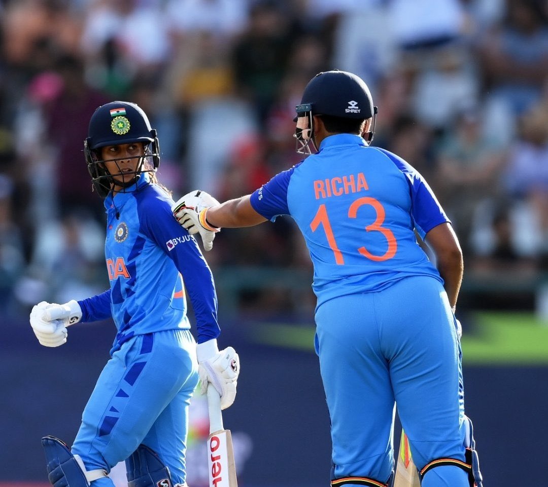 Samartripathi80's tweet photo. Take a bow you two... What a chase..

@JemiRodrigues @13richaghosh 

#INDvsPAK #womenworldcup2023 https://t.co/x7qXcFyhUm