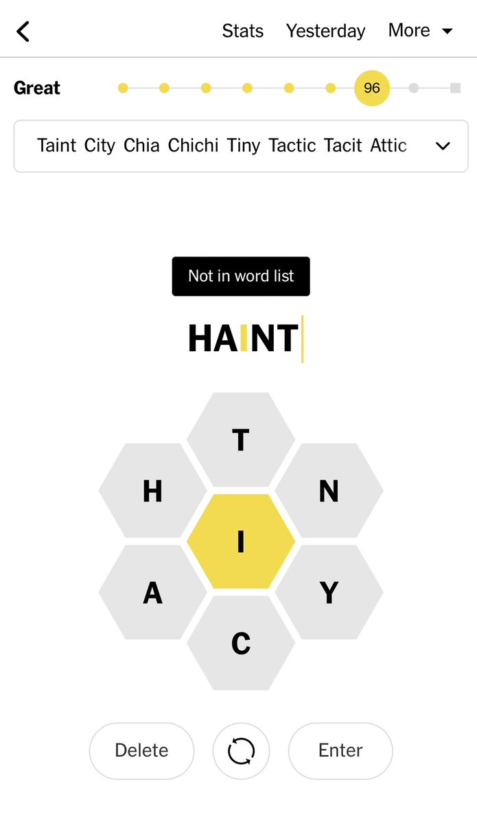 SusannaHegner's tweet photo. The NYT Spelling Bee editors clearly ain’t from around these parts.
Bless their hearts (literally because their homes are probably haunted). 👻
#ItsAGhost #AndAGhostRepellingPaintColor
#spellingbee #Nytspellingbee https://t.co/fucShIVZjv