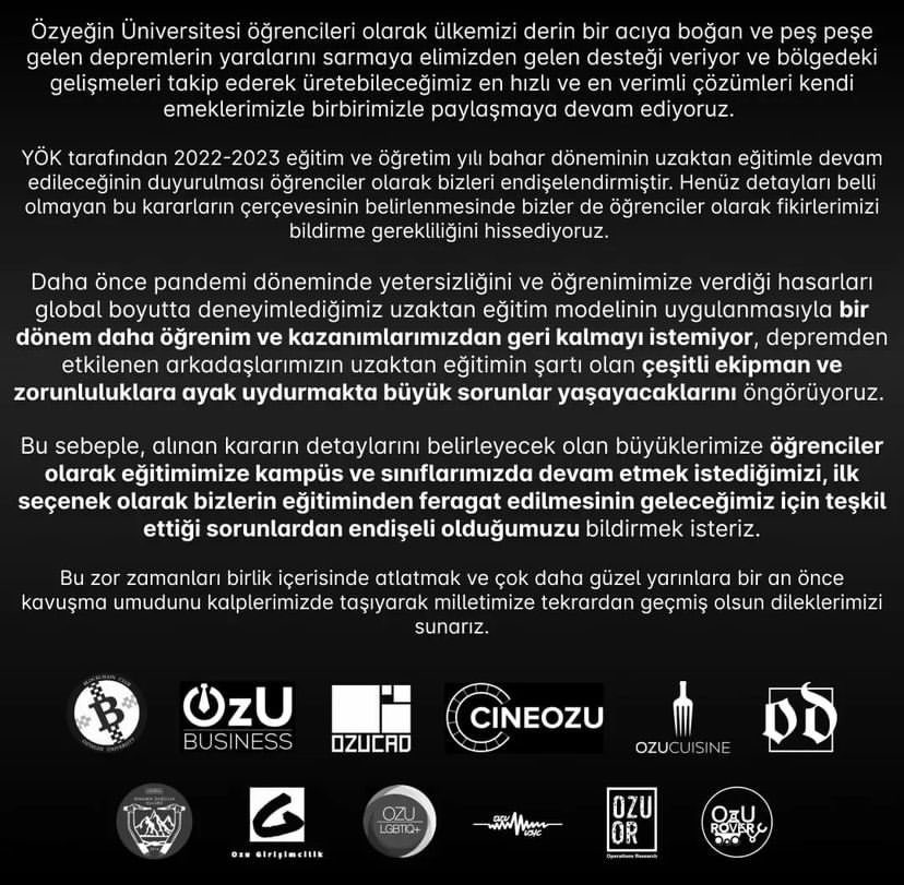 kpssyardim's tweet photo. Özyeğin Üniversitesi öğrencilerinin yapmış olduğu açıklama 
#okullaracilsin #YurtlarÇözümDeğil https://t.co/f5pxxCa6GH
