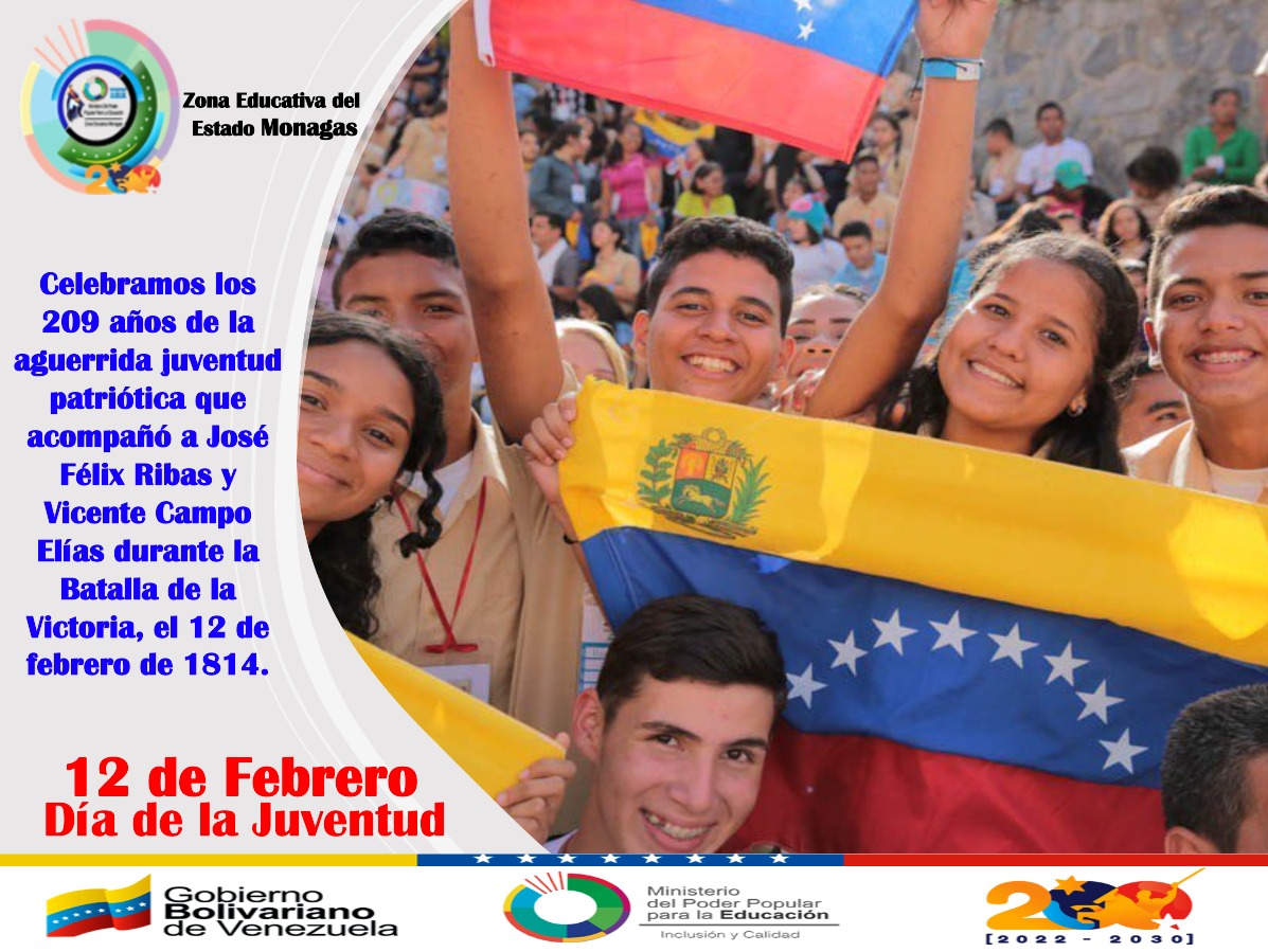ActualZe's tweet photo. #Efemérides🇻🇪|| Celebramos los 209 años de la aguerrida juventud patriótica que acompañó a José Félix Ribas y Vicente Campo Elías durante la Batalla de la Victoria, el 12 de febrero de 1814.​ #DíaDeLaJuventudPatriota @NicolasMaduro @_LaAvanzadora @vicent_carvajal @MPPEDUCACION https://t.co/WbpbbYWiXM