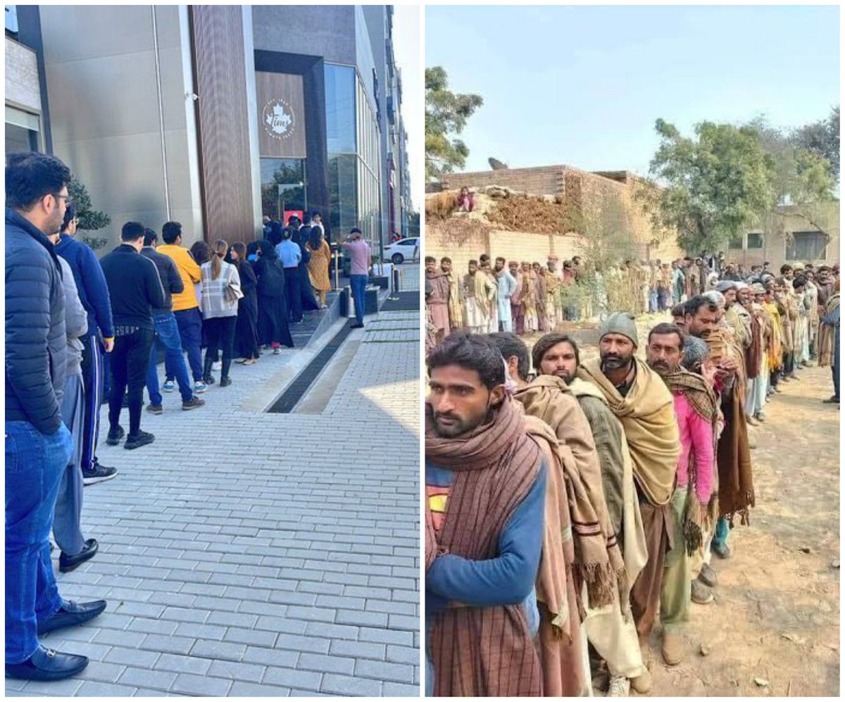 کہیں آٹا لینے کی قطار ہے اور کہیں کافی لینے کی۔۔۔