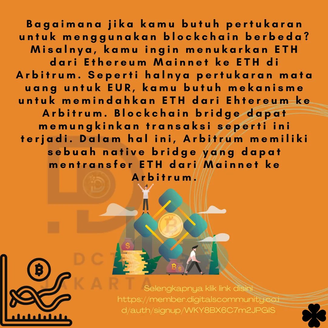 DctJakarta's tweet photo. Apa itu Blockchain Bridge? Ini penjelasanya ya guys! 

For information detail :
*WhatsApp admin*
- 0821 1000 6164
- 0896 1000 6164

#asetcrypto #profit #halal #bisnisdigital 
#legal #halal #saham #bursa #bursa #uangbanyak #lelaglnews #bisnissantai #kesempatan #tradingsaham https://t.co/fvv4hFAvyb