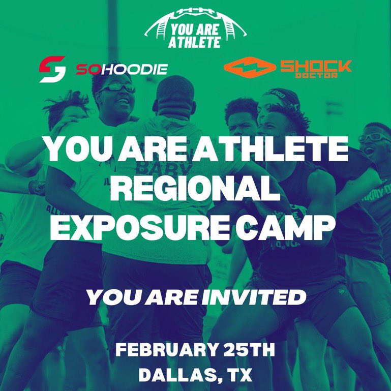 Blessed to be invited to the <a href="/youareathlete/">You Are Athlete</a> Regional Exposure Camp . See you Feb 25 🔥 <a href="/ShockDoctor/">Shock Doctor</a>