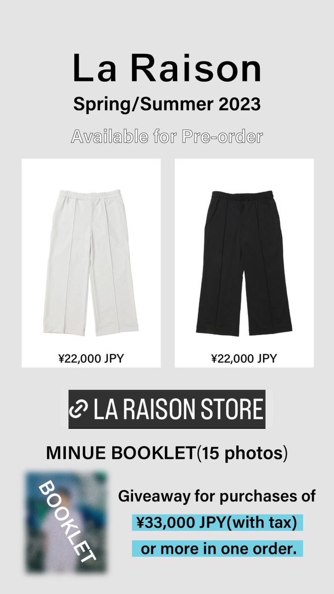 miQpQWaFnrtW8Su's tweet photo. La Raison
MINUE
Fashion Brand Spring/Summer 2023
🔗 https://t.co/uAG53DhIEU
La Raison
Women’s and Men‘s Spring/Summer 2023
Limited Pre-order
〈Vol.1〉1/27 12:00pm - 2/3 11:59pm(UTC+9)
〈Vol.2〉2/10 12:00pm - 2/17 11:59pm(UTC+9)
#minue
#노민우
#LaRaison #laraisonss23 https://t.co/LeSA5GSkza