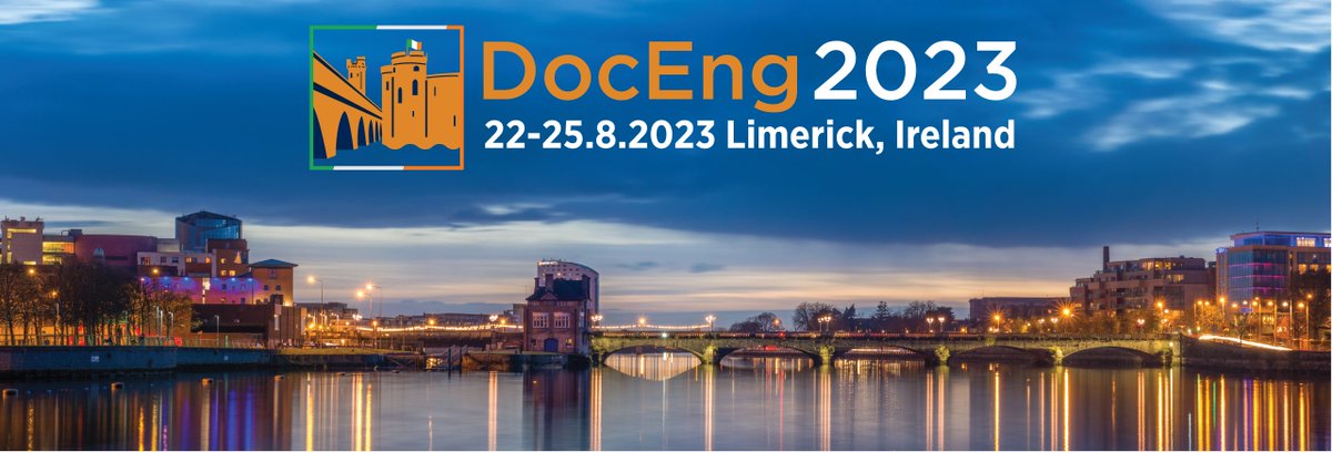ACM DocEng (@acmdoceng) on Twitter photo It is official! DocEng'23 - The 23rd ACM Symposium on Document Engineering is coming to University of Limerick <a href="/UL/">University Of Limerick</a>. We look forward to welcome in <a href="/Limerick_ie/">Limerick.ie</a> the best minds in computer science and the document engineering field. <a href="/ACM_SIGWEB/">SIGWEB</a> <a href="/ACMQueue/">ACM Queue</a> doceng.org/doceng2023 It is official! DocEng'23 - The 23rd ACM Symposium on Document Engineering is coming to University of Limerick <a href="/UL/">University Of Limerick</a>. We look forward to welcome in <a href="/Limerick_ie/">Limerick.ie</a> the best minds in computer science and the document engineering field. <a href="/ACM_SIGWEB/">SIGWEB</a> <a href="/ACMQueue/">ACM Queue</a> doceng.org/doceng2023