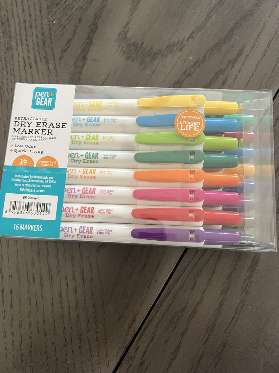 Teacher must have! Retractable dry erase markers from Walmart! $10 and I am still on the same set from the first day of school and no dried out markers or lost lids! Same for my husbands 3rd grade class! #teachervalentine #teachermusthave