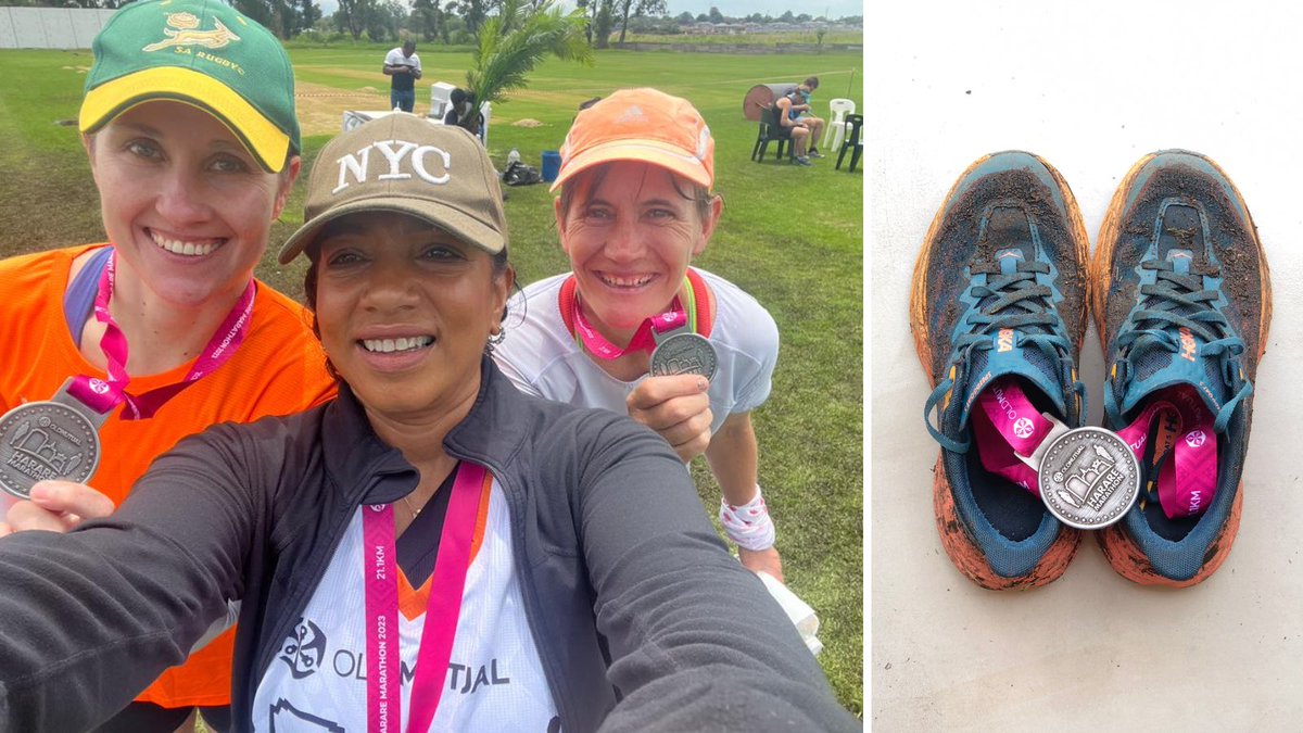 JulieRusmith's tweet photo. It wasn’t a trail run, but felt like one at times🏃🏻‍♀️😎 #mud #potholes #oldmutualhalfmarathon #harare #lockdownrunners https://t.co/nCfB5rhmDz