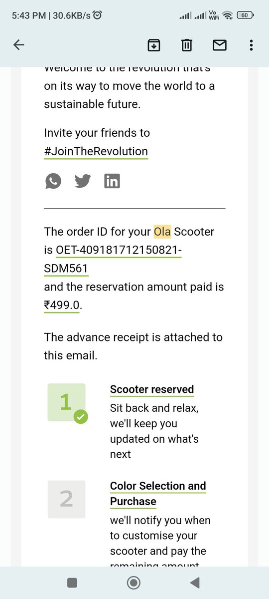 Santosh4552001's tweet photo. @OlaElectric When I will get the refund. My earlier emails went unanswered. https://t.co/fwtwu3xYJp
