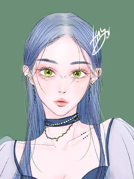 青ビジュというには色が散らばってる#イラスト #冬の創作クラスタフォロー祭り #絵描きさん交流会 