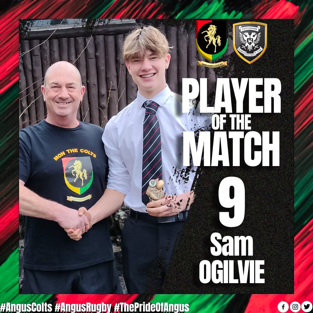 AngusColts's tweet photo. Your Angus Colts Player of the Match from yesterday’s game against Perthshire went to Scrum Half, Sam Ogilvie! 🏅

Nice work Sam! 👏

#AngusColts #AngusRugby #ThePrideOfAngus #AngusVsPerthshire #CaledoniaCup #SaltireEnergy #CarnoustieRugby #MontroseRugby #Angus #ScottishRugby https://t.co/hsV1rIR8VU