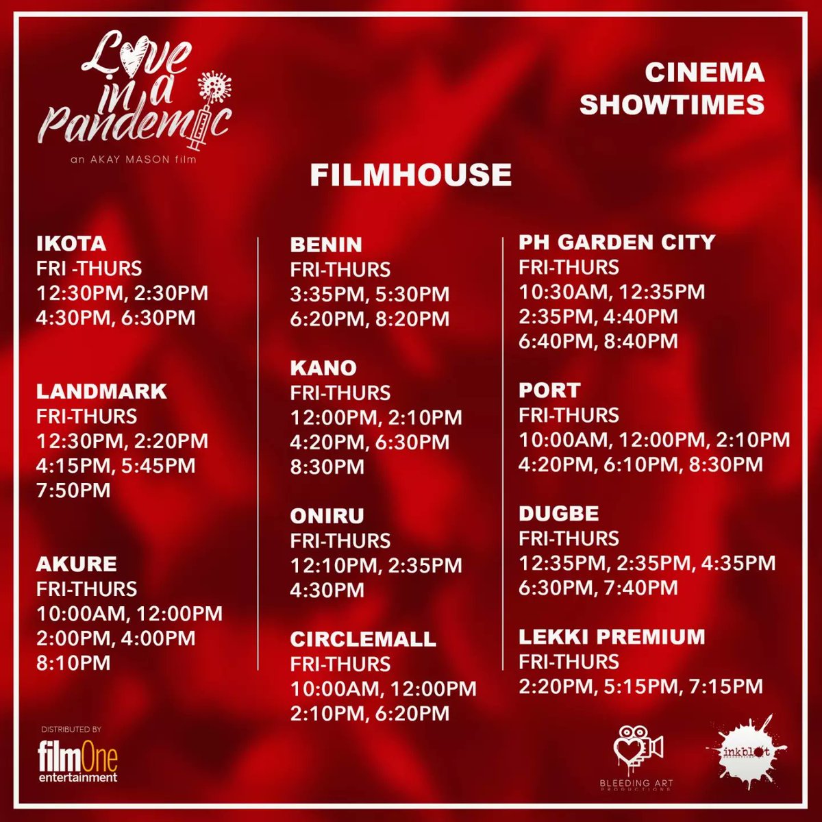 AkayMason's tweet photo. Today is a good day to watch a beautiful film in a cinema near you. 😊❤
#Loveinapandemic is showing in cinemas nationwide.
#AnAkayMasonFilm #bleedingartproduction #nancyisime #deyemitheactor #cinema #Nollywood https://t.co/8IzPhfIQkG