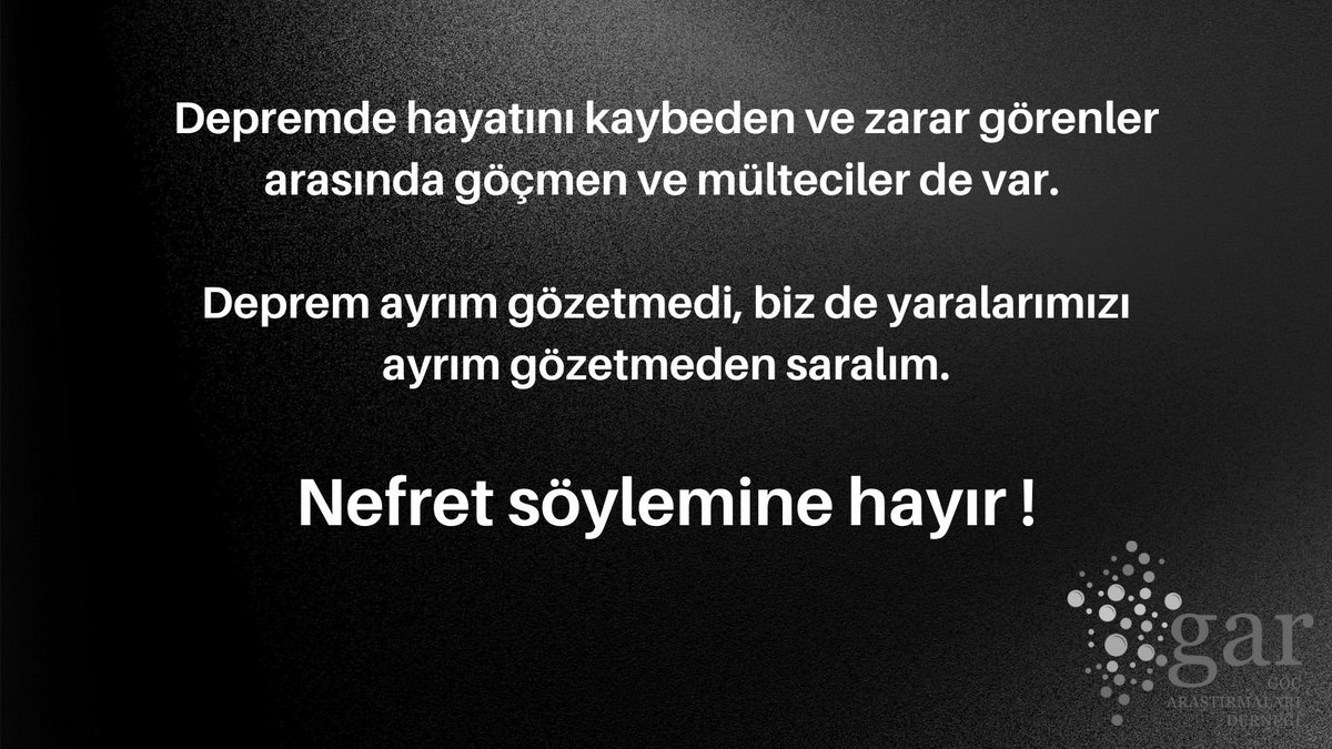 ⬛️ #Deprem. #NefretSöylemineHayır!