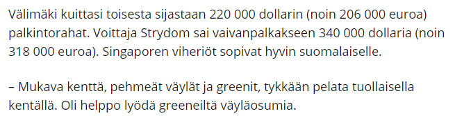 VeluPuumala's tweet photo. Onneks olkoon, @sami_valimaki upeesta sijoituksesta! Seuraavalla kerralla ei ehkä ihan näin paljoa kuitenkaan vastustajalle eteen? #golf #pakkipäällä https://t.co/DxUb9X1dvS