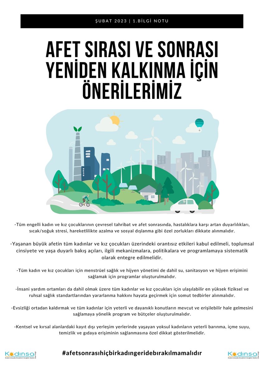 kadsaghakki's tweet photo. Afet  sırasında uygulanan politikaların toplumsal cinsiyete duyarlı bir şekilde ele alınmasına dönük olarak hazırladığımız önerilerimizi acil durum anında paylaşmak isteriz. 
📌📌Toplumsal cinsiyet eşitliği ve kadının güçlenmesi ilkelerine sadık kalarak politikalar üretilmelidir. https://t.co/ICVCes4LUc