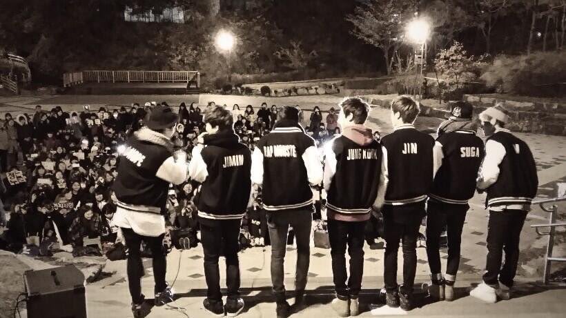 Our <a href="/BTS_twt/">방탄소년단</a>.

A leader &amp; fiercest rapper, who thinks love isn't strong enough a word for us.

A hyung w. a silver voice, who travels 30h to sing us a song to say farewell for now.

A genius rapper &amp; producer, who never raised his voice at anyone, the kindest, softest man.
(+)