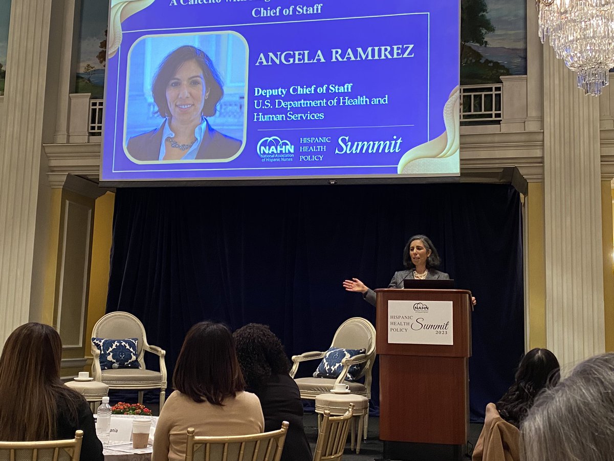 melissa_hladek's tweet photo. I had no idea how funny #AngelaRamirez Chief of Staff for @SecBecerra would be! What a delightful talk on #LatinoHealth & policy at #HHPI!
@nahnnursing @NAHN_DC @HHSGov @POTUS @Sarah_Szanton @DrVincentRamos https://t.co/0PyTRnl4NJ