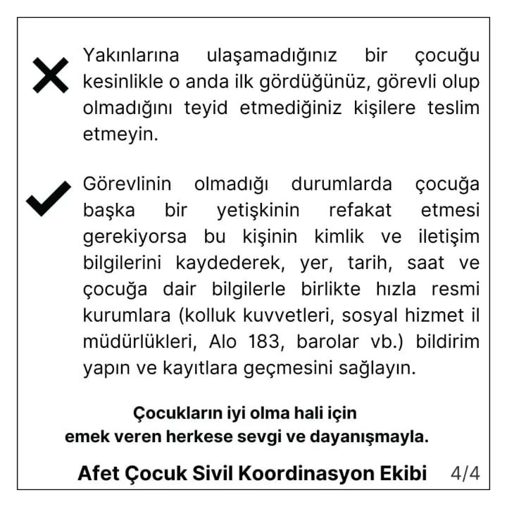 Afet Çocuk Sivil Koordinasyon Ekibi ortak açıklaması.